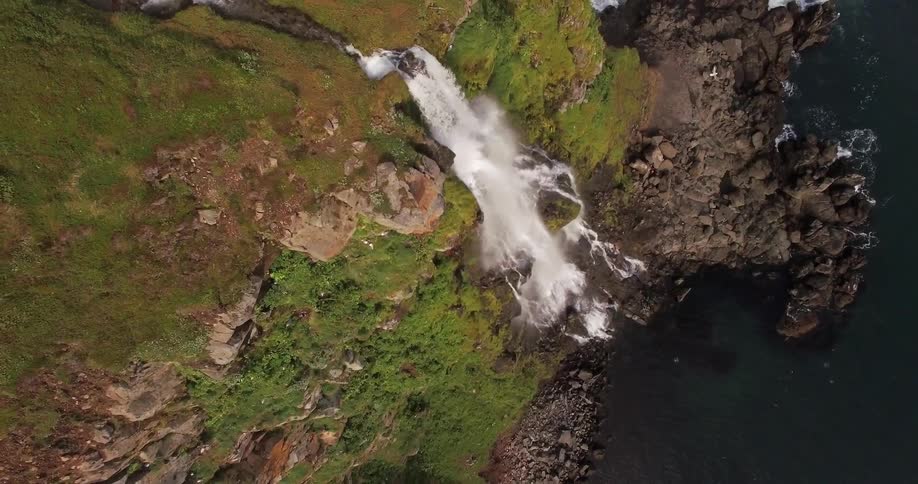 Water is falling off a cliff