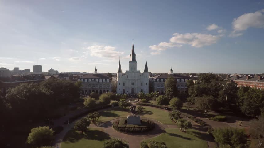 An aerial view of Jackson Square in New Orleans