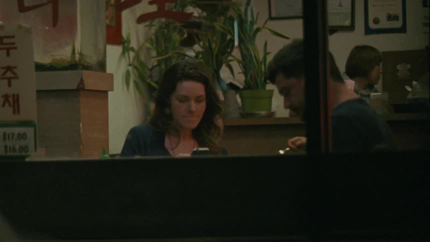 Woman eating dinner