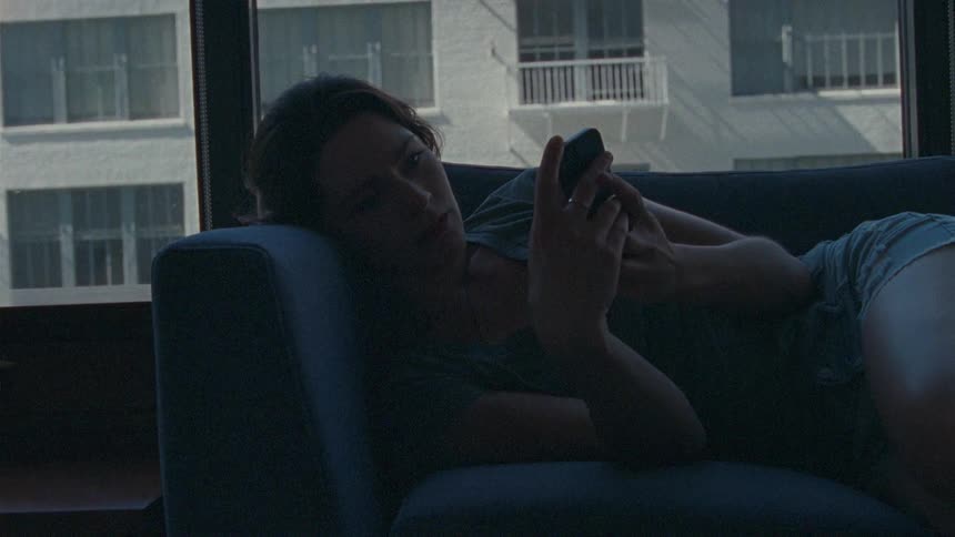 A woman is laying down