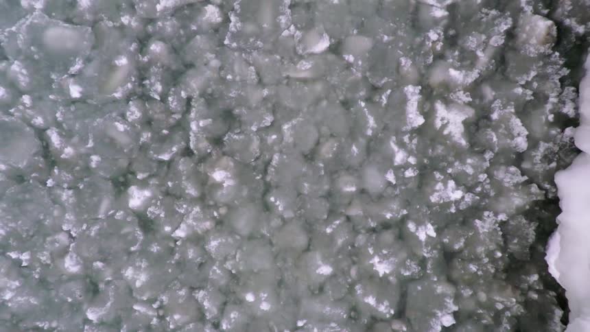 Chucks of ice floating in water