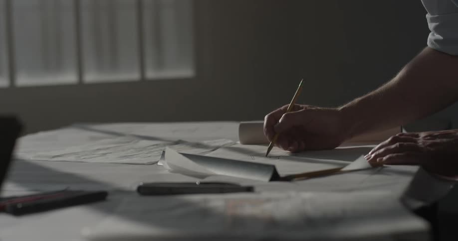 A person that is sketching on a piece of paper on a desk