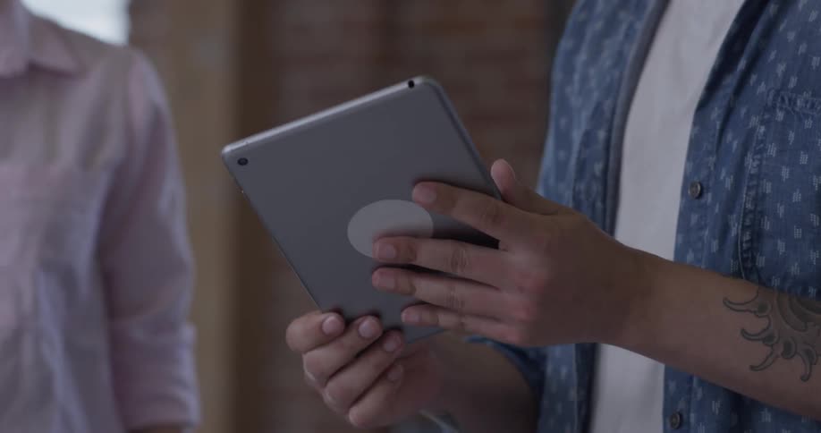 A man uses an ipad