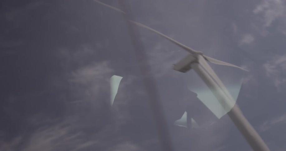 A wind turbine is spinning