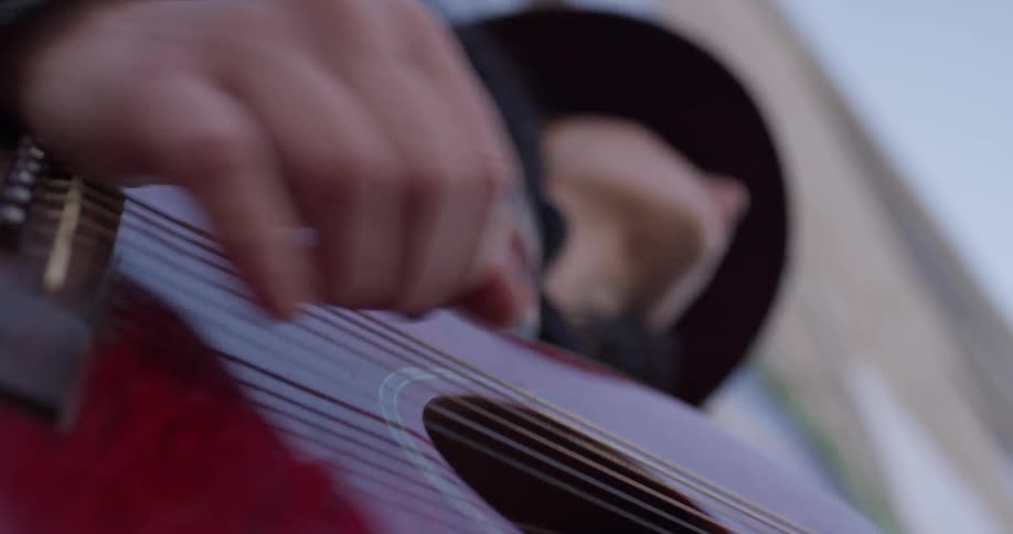 Girl Playing Guitar By The Beach