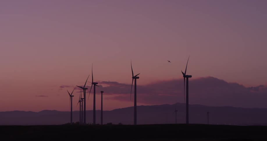 The wind mills are moving from wind
