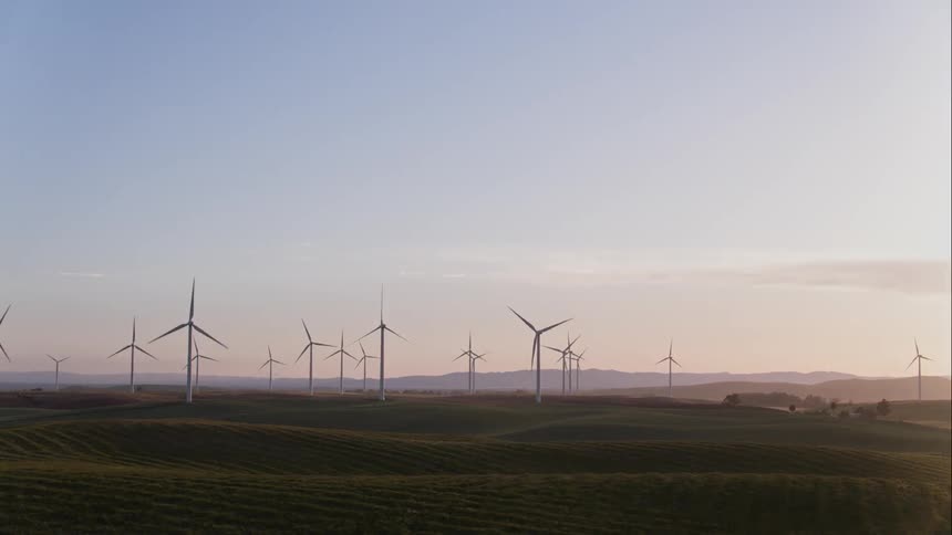 View of windmills and dawn
