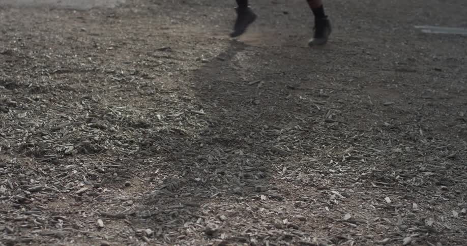 A person is moving outside