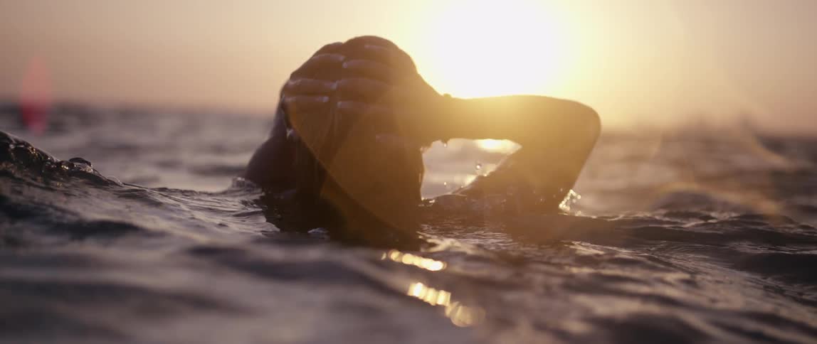 A person bobbing in the water