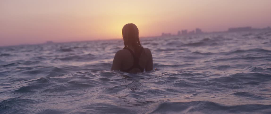 A woman is swimming
