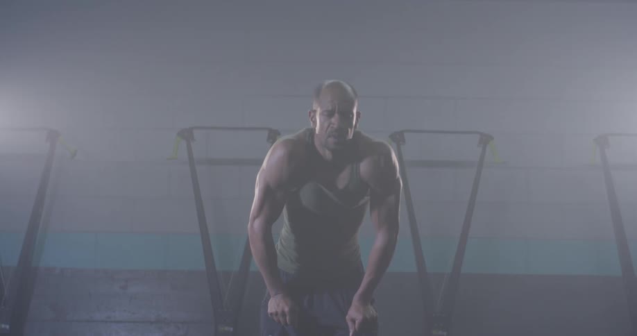 A man working out in a gym