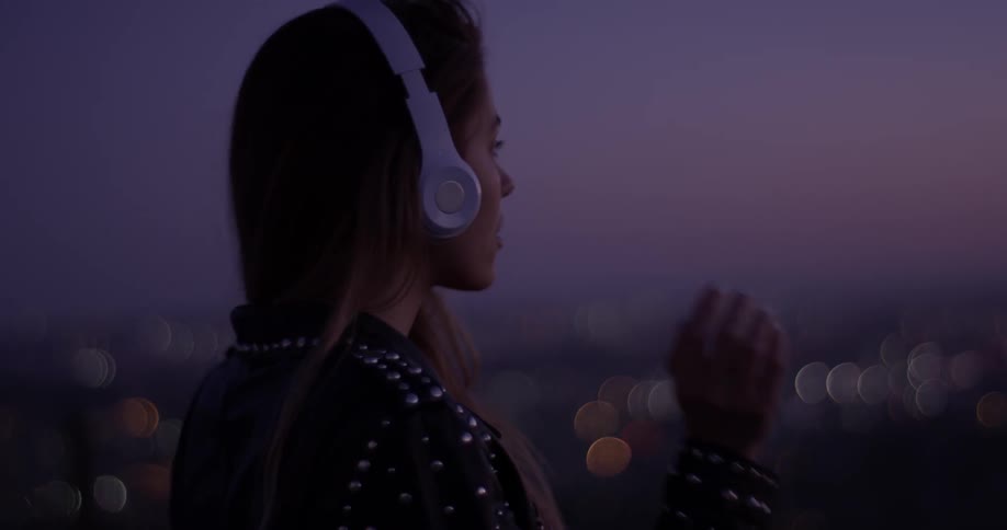 Woman Looking At Scenic View At Sunset