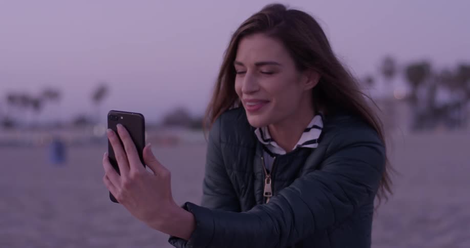 A woman on a smart phone video call