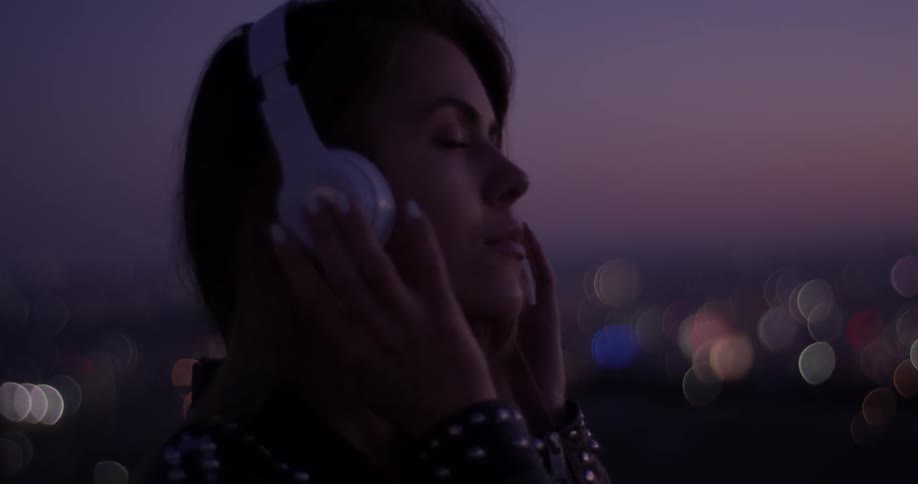Woman Looking At Scenic View At Sunset