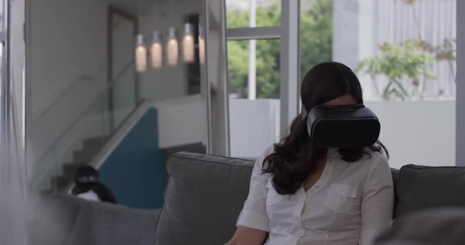 Woman In Apartment Using Electronics