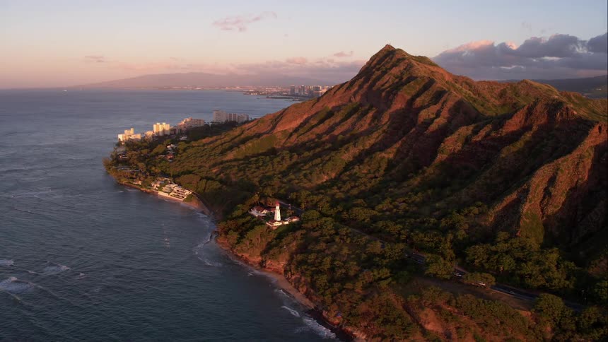 A mountain on the edge of a ocean
