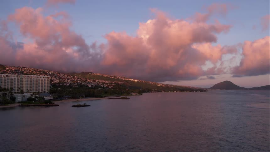 A view of the city at dusk