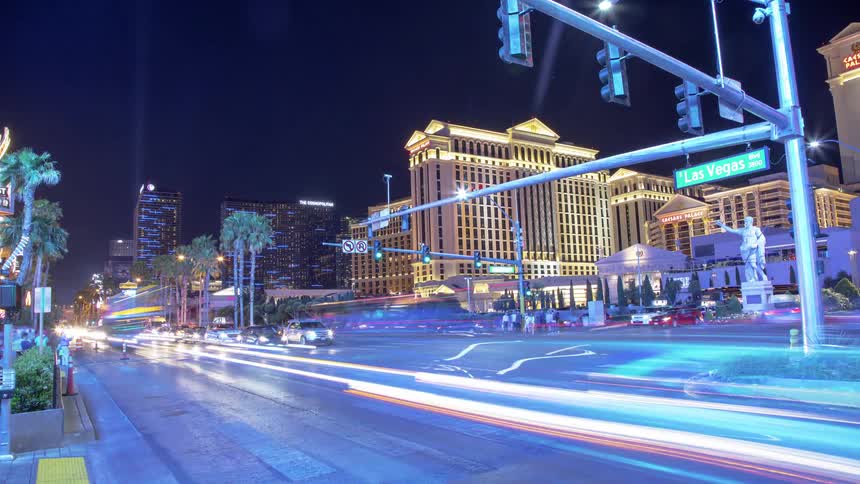 Time lapse of city streets at night
