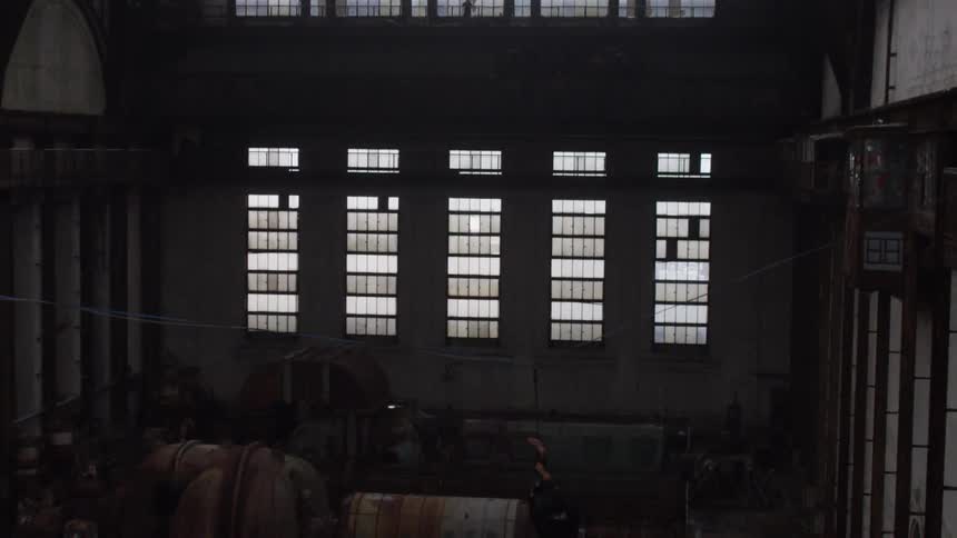 A stuntman inside of a building