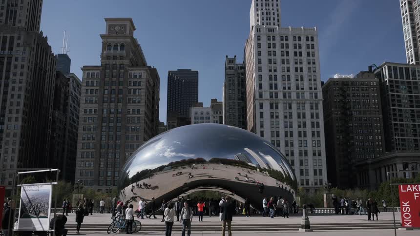Millennium park in Chicago is shown