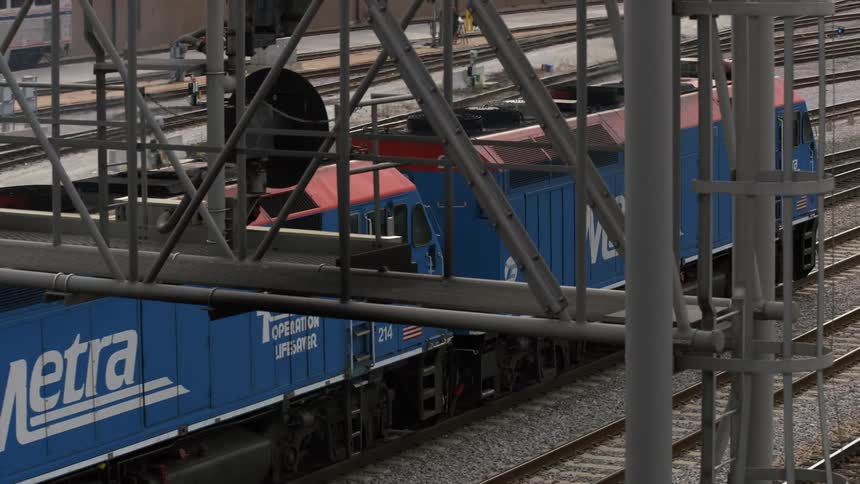 A train is going down the tracks