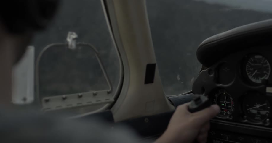 Pilot flies a plane