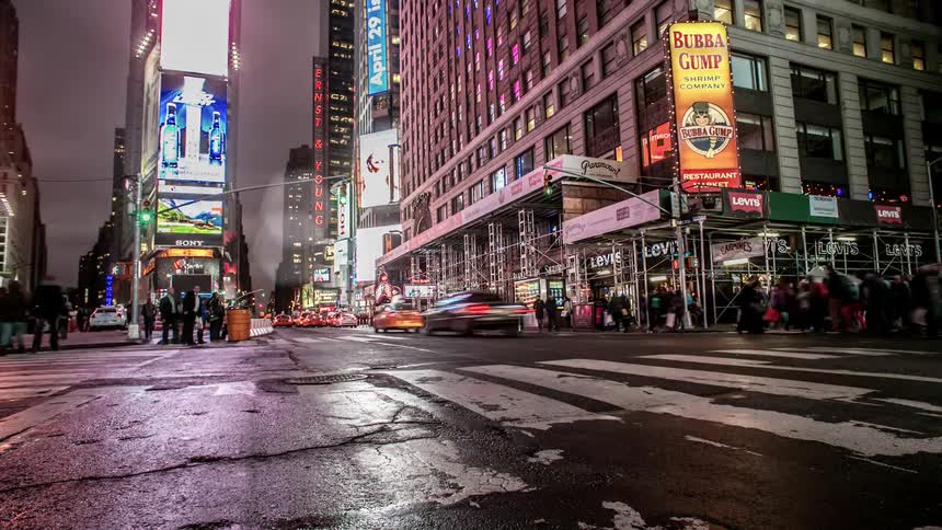 Time lapse of city streets at night