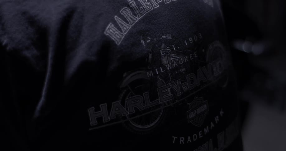 Close up of jacket with harley davidson logo