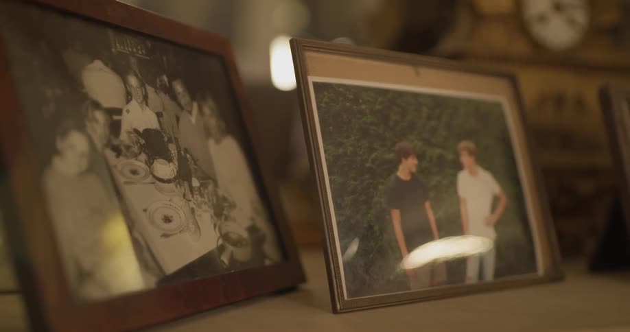 Pictures sit on a table