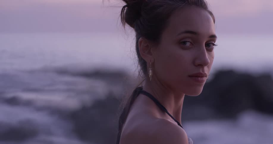 A woman looking over her shoulder