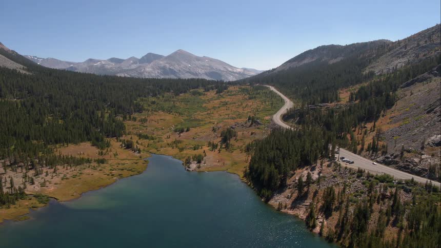 Mountains surround a river