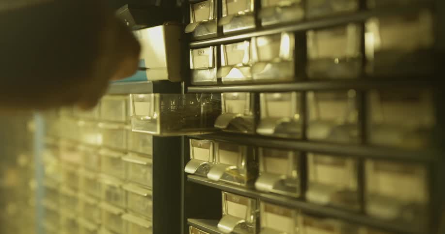 Man opens drawer and removes an object
