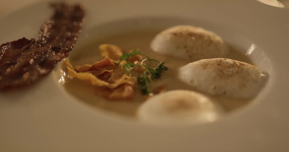 Food is placed on a plate and bowl