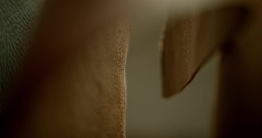 Large leather pieces hang
