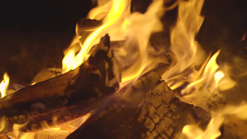 A roaring fire of flames