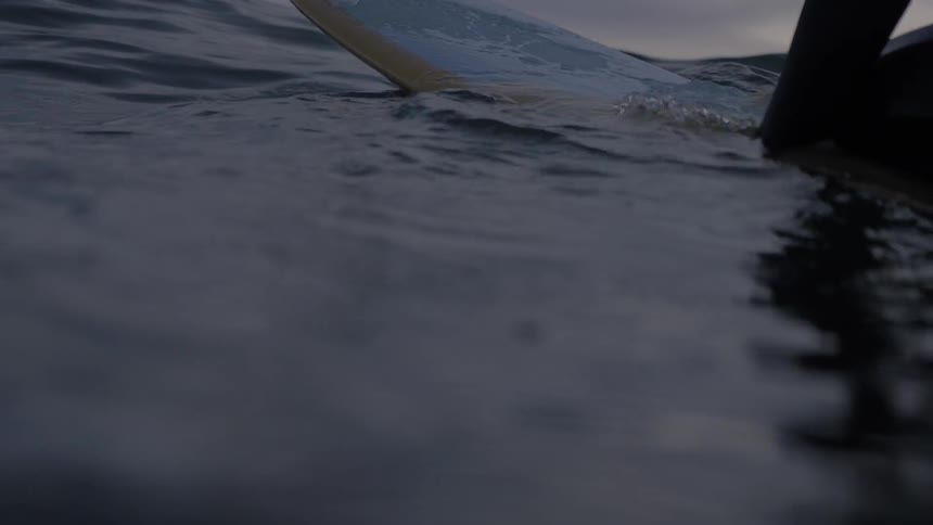 Man and surfboard bob on the waves