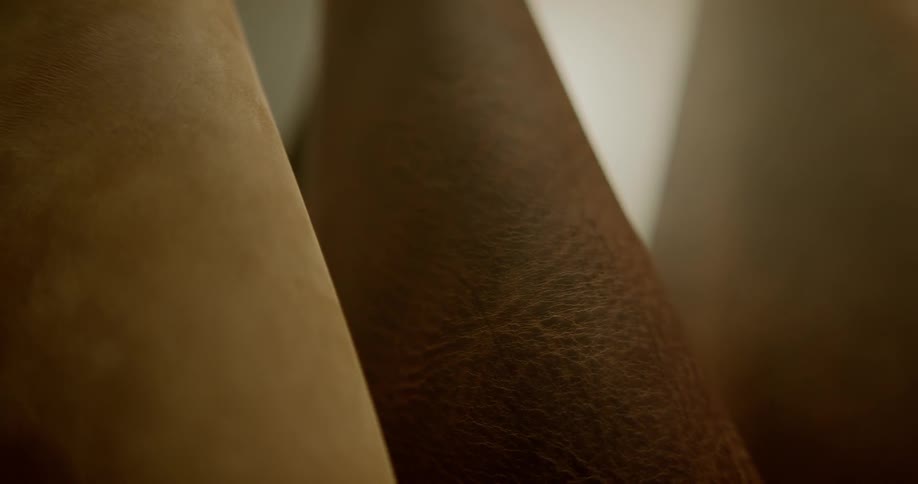 A close up of different styles of leather rolls
