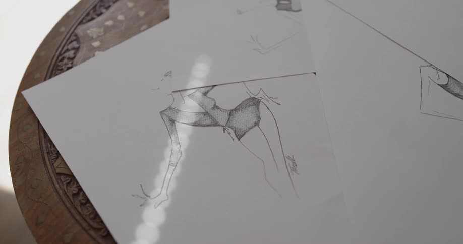 Pictures are placed on a table
