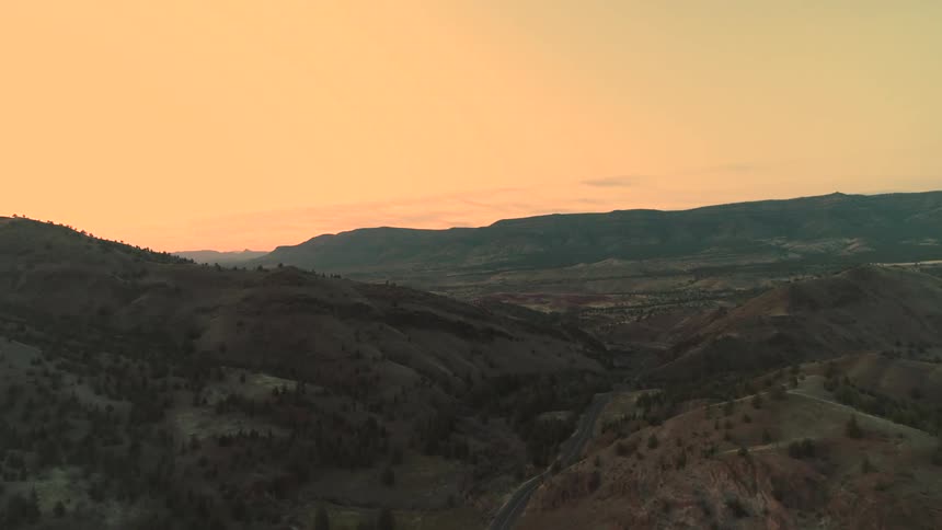 Desert mountain landscape at sunset