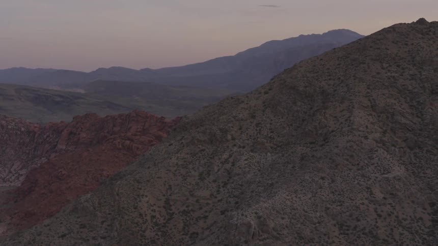 A mountain area at dusk
