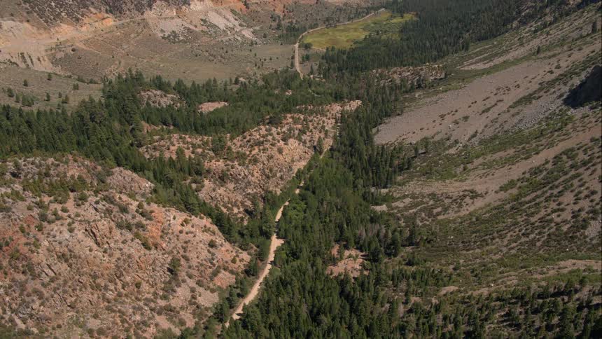 Aerial view of a desert road
