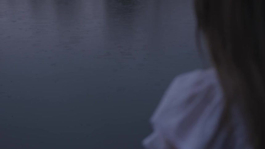 Girl Wading In Pond