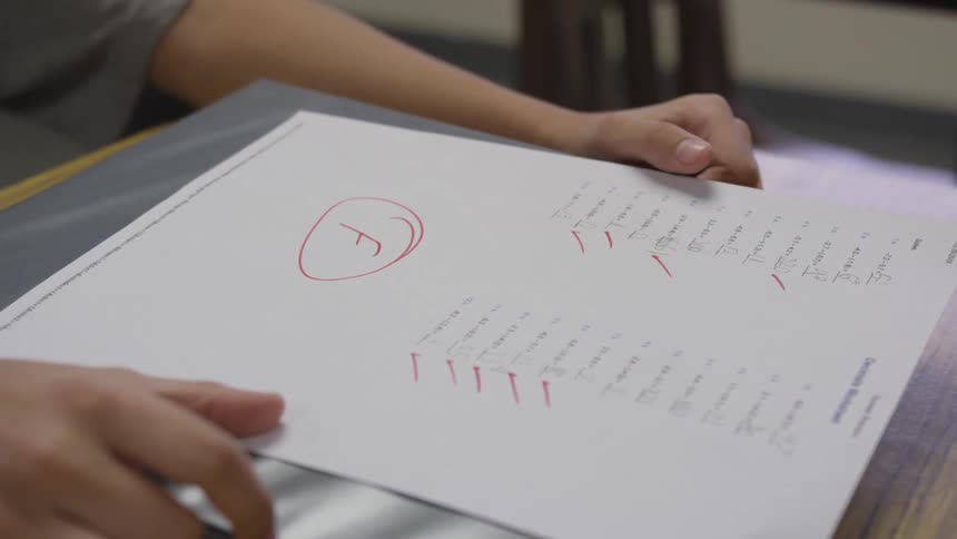 Teacher passes paper with failing grade back to student