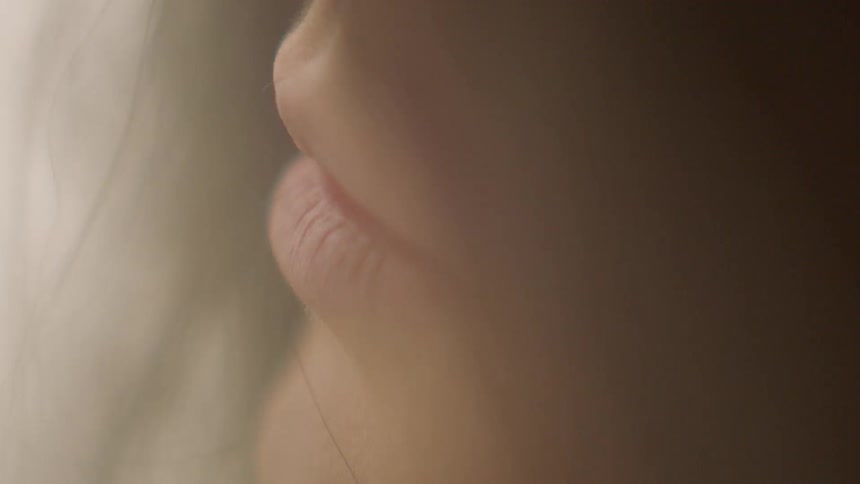 Woman's hair and lips