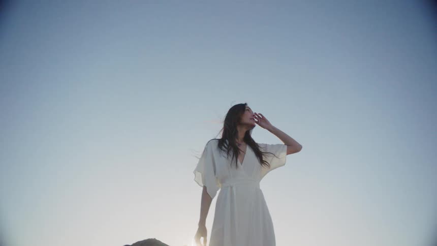 Woman In Dress In The Desert