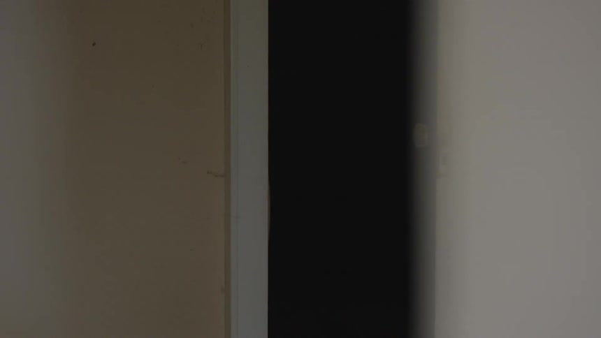 White door opens to reveal a dark room