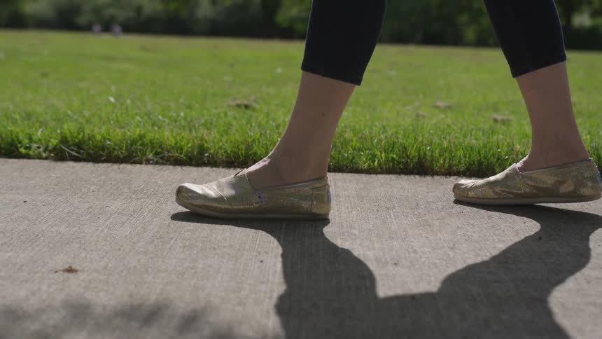 A woman walking around outdoors