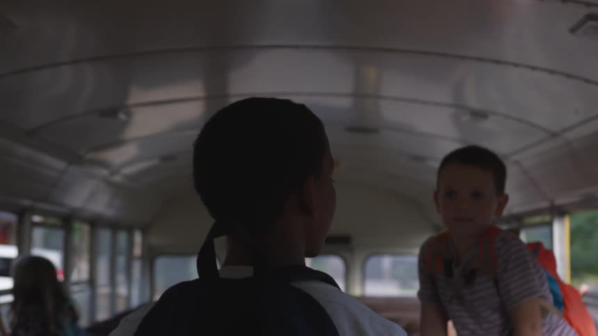 A group of children on a bus