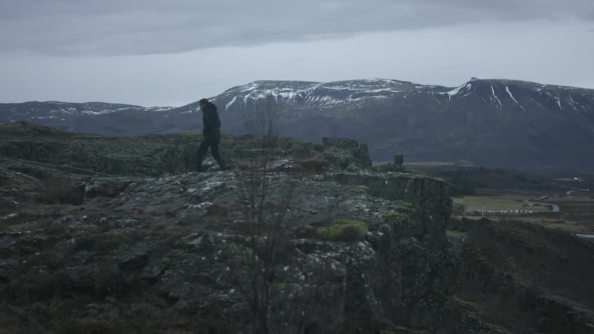 A person walking outdoors