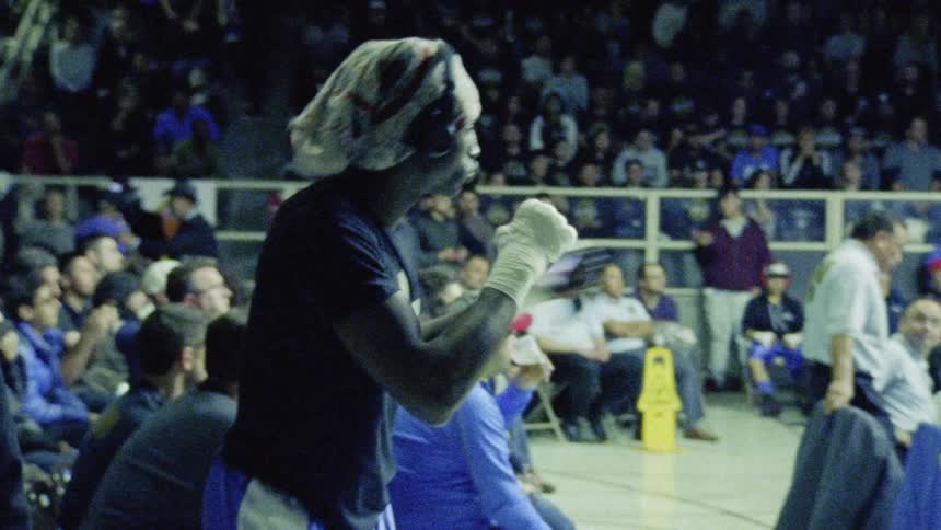 A person getting warmed up for a fight
